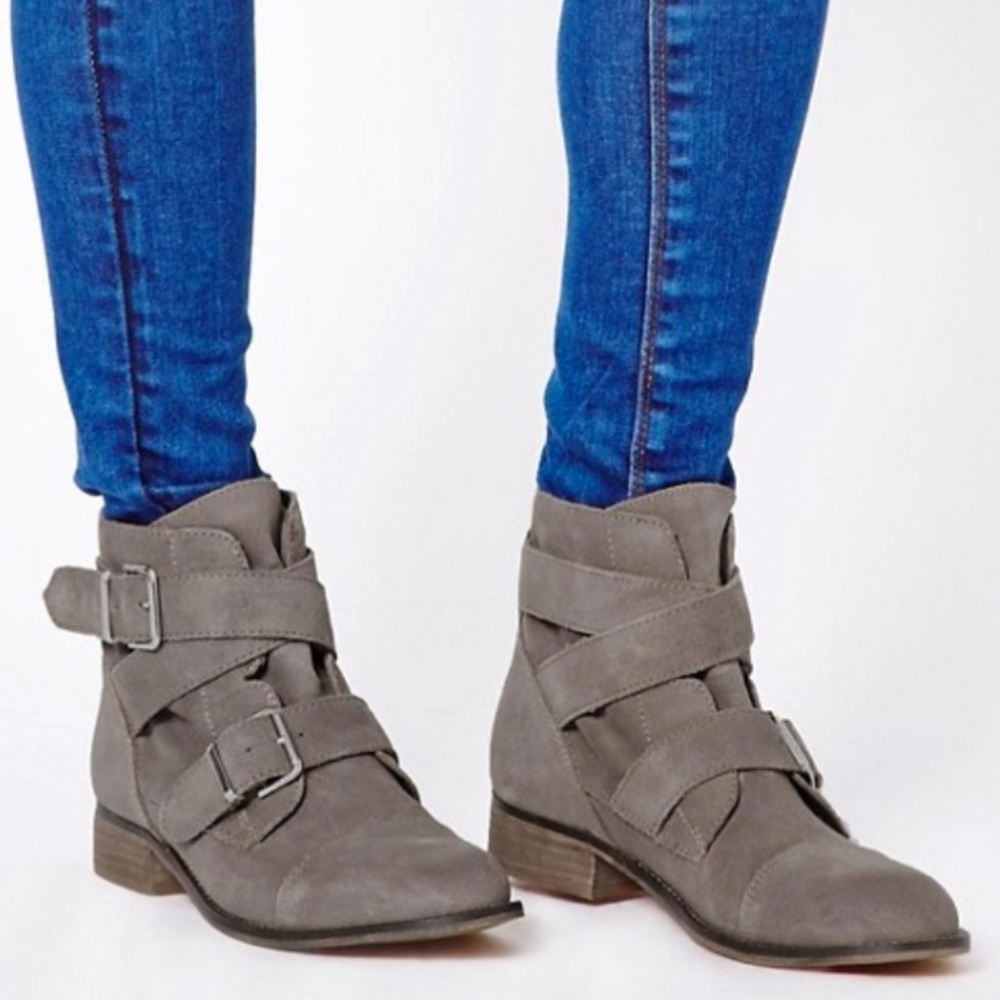 Grey suede ankle boots